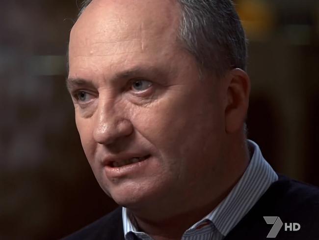 Screen grabs of Vikki Campion and Barnaby Joyce during their first interview since the birth of their baby - interviewed on Channel Seven’s Sunday Night program, 03 June 2018. Credit: Channel 7