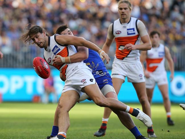 Elliot Yeo applied suffocating pressure for the Eagles. Picture: Getty Images