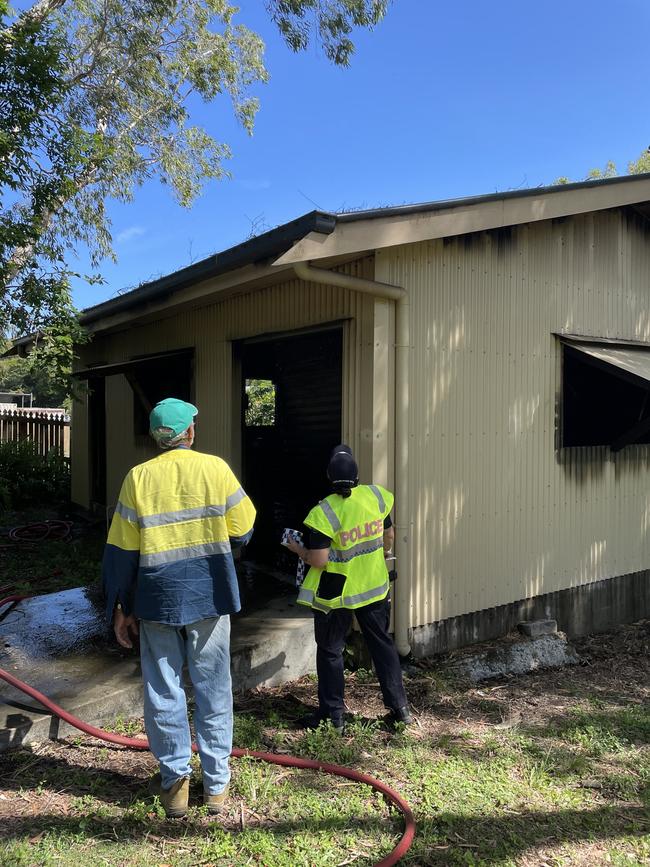 A shed fire broke out at a property on Slade Point Rd around midday on May 2, 2024. Photo: Paul Brescia