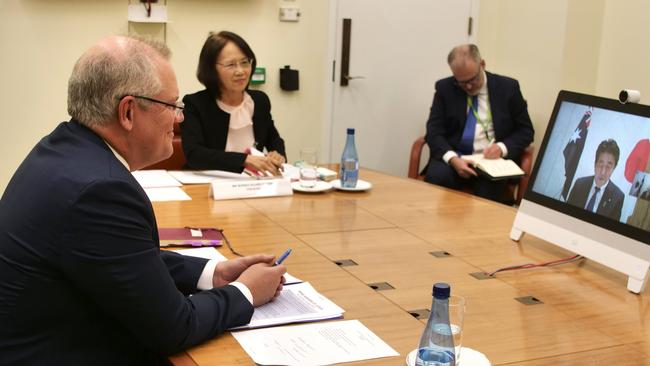 Scott Morrison meets virtually with Japanese PM Shinzo Abe on Thursday night.