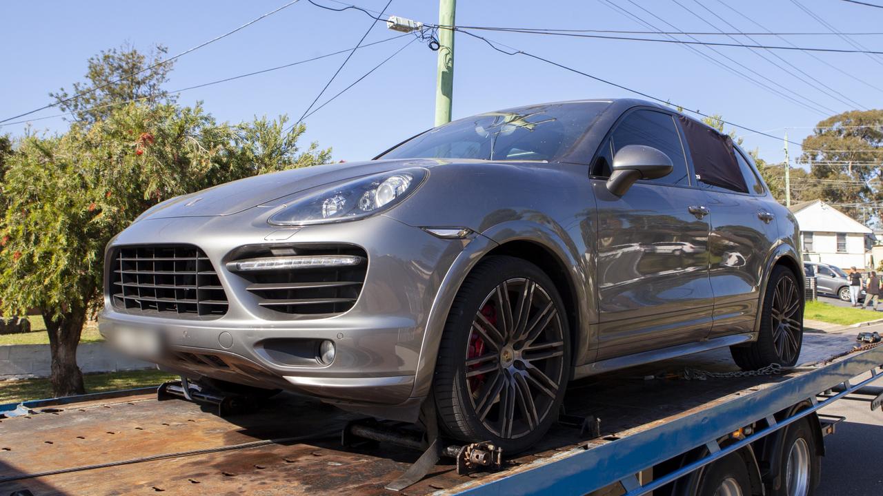 Alaedine Rifai’s Porsche was removed from his address after he was arrested by Australian Federal Police in May 2019. Picture: NSW Police