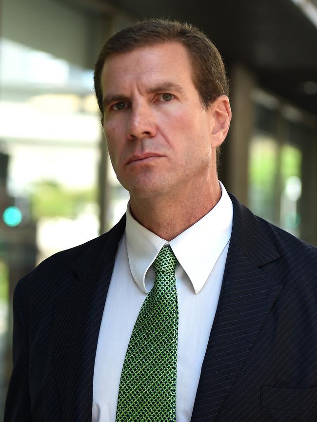 Former Billabong boss Matthew Perrin leaves the District Court in Brisbane yesterday. Picture: AAP Image/Dan Peled