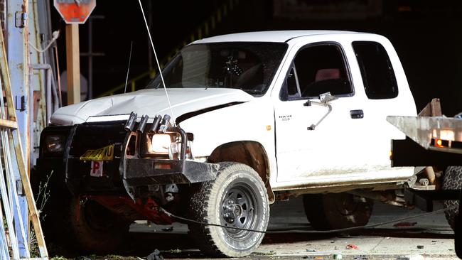 Just before 9pm a Toyota Hi Lux and a motor scooter collided the intersection. Pics Bill Hearne