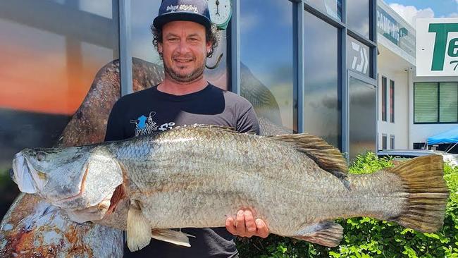 Ben Bujnowicz with his 1200mm barramundi, weighing 40lb. Supplied