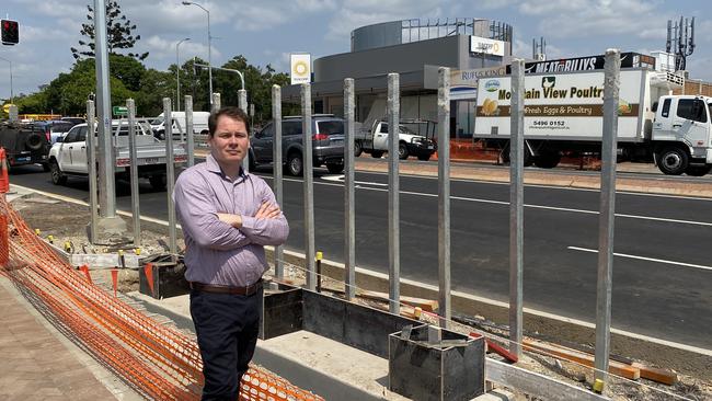 Labor candidate for The Gap ward, Daniel Bevis, at the site of the now removed bus indent on Waterworks Rd.