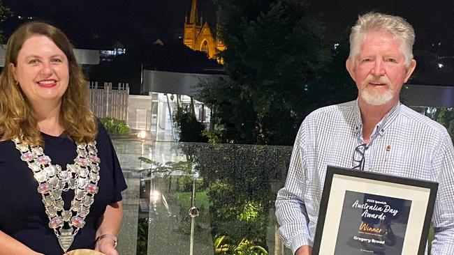 Ipswich Citizen of the Year ceremony: mayor Teresa Harding with Senior Citizen of the Year Gregory Broad.