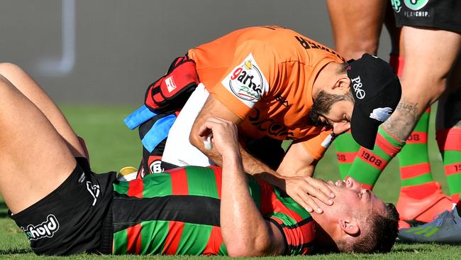 Sam Burgess had an injury scare. (AAP Image/Darren England) 