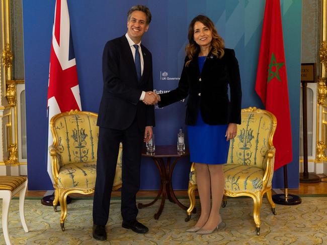 UK Energy Minister Ed Miliband with Moroccan Energy Minister Leila Benali in London. Picture: Picture: UK government