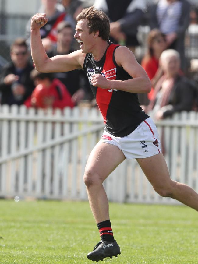 And his younger brother Aaron does likewise during VFL finals. Picture: David Crosling