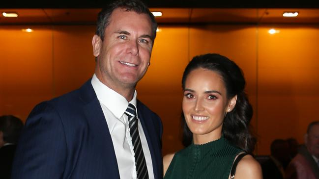 Wayne Carey with his partner Jess Paulke. Picture: Ian Currie