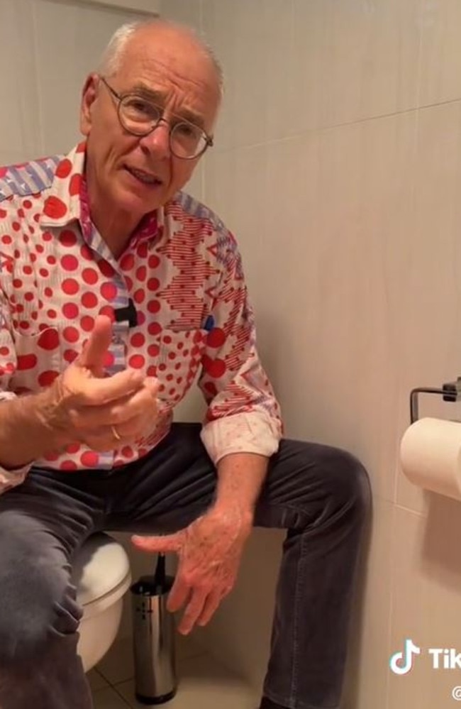 He filmed the video from the bathroom. Picture: TikTok