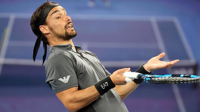 Combustible Italian Fabio Fognini awaits the Demon. Picture: AFP