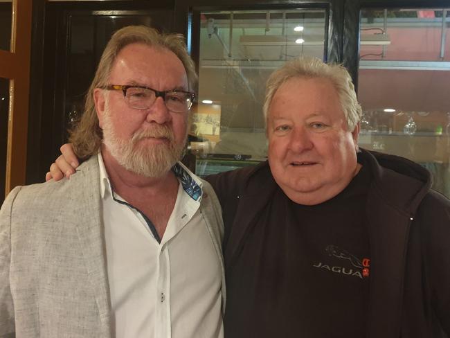 Adelaide QC Grant Algie with actor John Wood, the man who played him in the 2007 TV mini-series Murder in the Outback. Picture: Supplied.