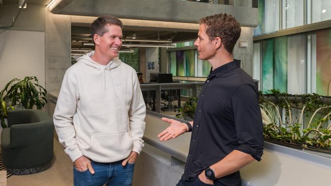 SafetyCulture Founder Luke Anear and incoming CEO Kelly Vohs. Picture: Greg Fonne/The Photo Pitch