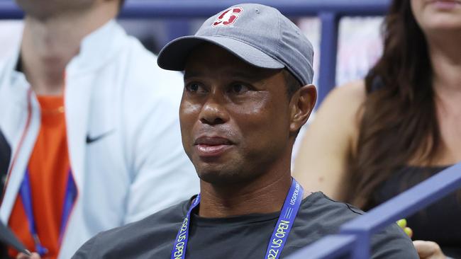 Tiger Woods watches Serena Williams’ second round win.