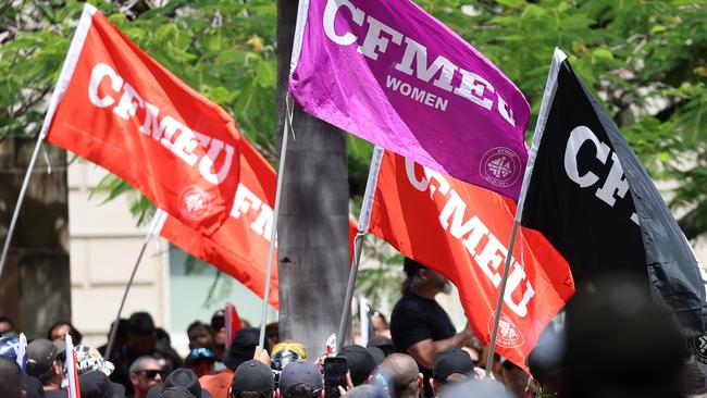 Union protest march to Parliament House, Brisbane. Picture: Liam Kidston