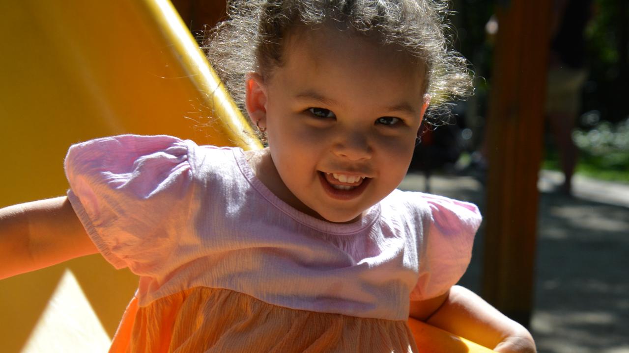 Taneil Doi, 2, had a blast at the 2024 Festival of the Knob at Yorkeys Knob on Saturday. Picture: Bronwyn Farr