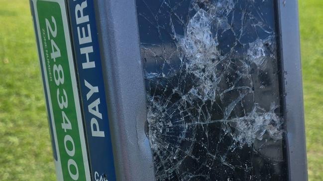 A damaged parking meter in Brunswick Heads on October 20. Picture: Tony Forsyth