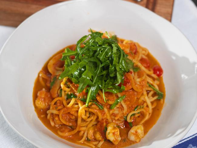 A Prawn Linguine dish from Jamie's Italian in Australia, in Brisbane late 2014. Picture: Ken Martin