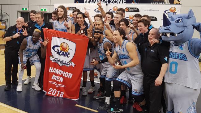 Hobart Chargers after winning the SEABL grand final. PICTURE: Adam Smith