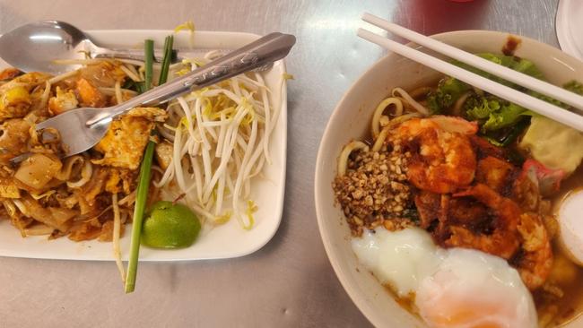 Pad thai and ancient broth soup at the Lock Tien Food Hall.