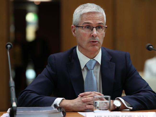 Kevin Corbally is ANZ's Chief Risk Officer appearing at a House of Economics committee at Parliament House in Canberra. Picture Kym Smith