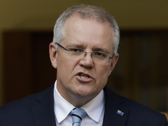 Australian Prime Minister Scott Morrison gives a press conference at Parliament House in Canberra. Picture by Sean Davey.