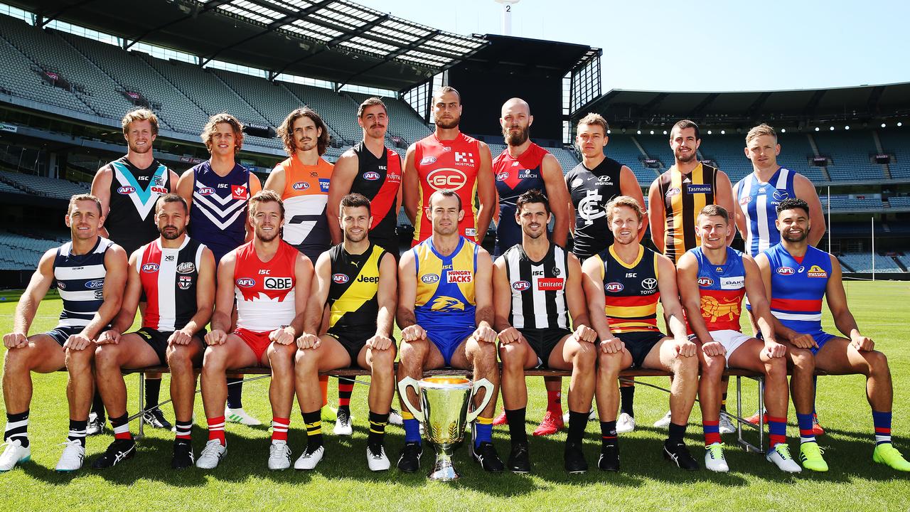 AFL captains — and leadership group members — at the annual AFL Captains Day.