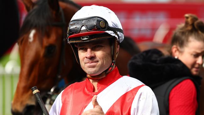 SYDNEY, AUSTRALIA - JUNE 15: Aaron Bullock riding Know Thyself wins Race 3 TAB Highway during Winter Cup Day - Sydney Racing at Rosehill Gardens on June 15, 2024 in Sydney, Australia. (Photo by Jeremy Ng/Getty Images)