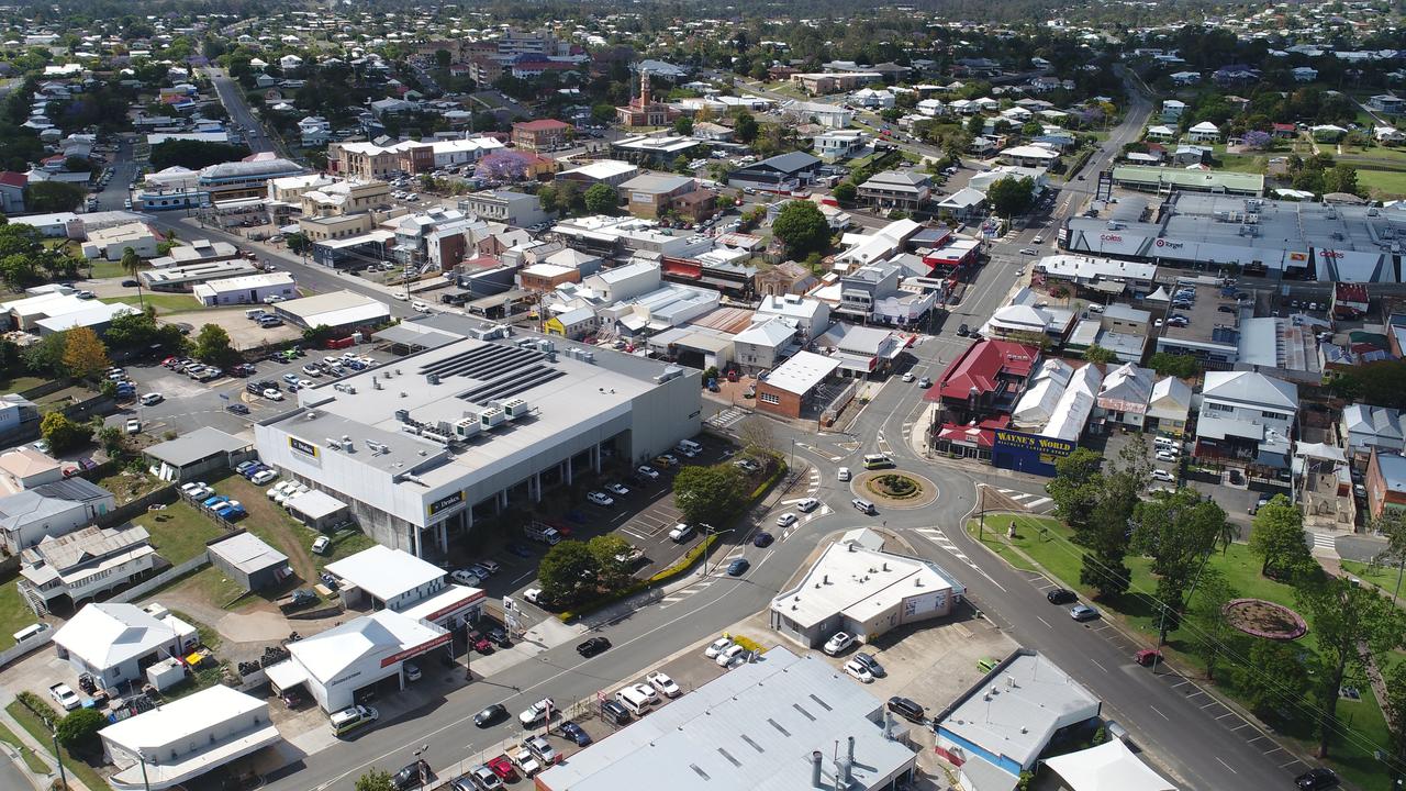 Aerial footage of the Gympie CBD.