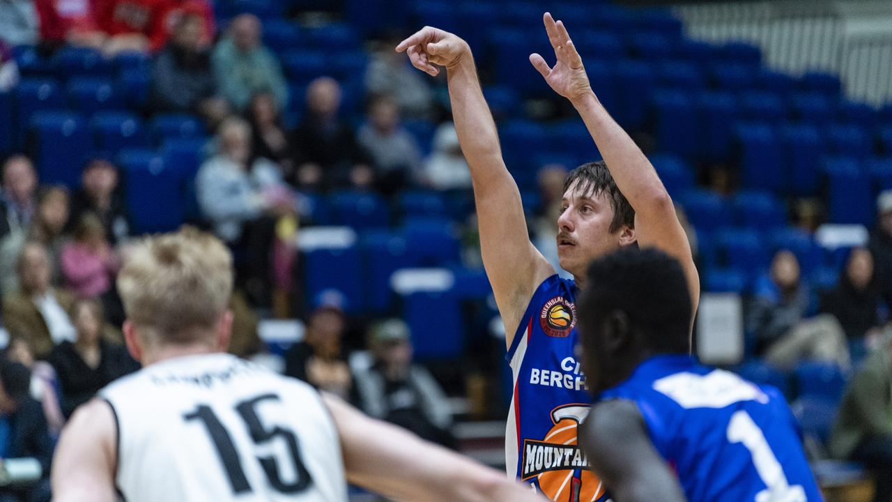 Jason Ebneter for Toowoomba Mountaineers against Rip City in Queensland State League Division 1 mens basketball semi-final at USQ's Clive Berghofer Recreation Center, Saturday, July 30, 2022. Picture: Kevin Farmer