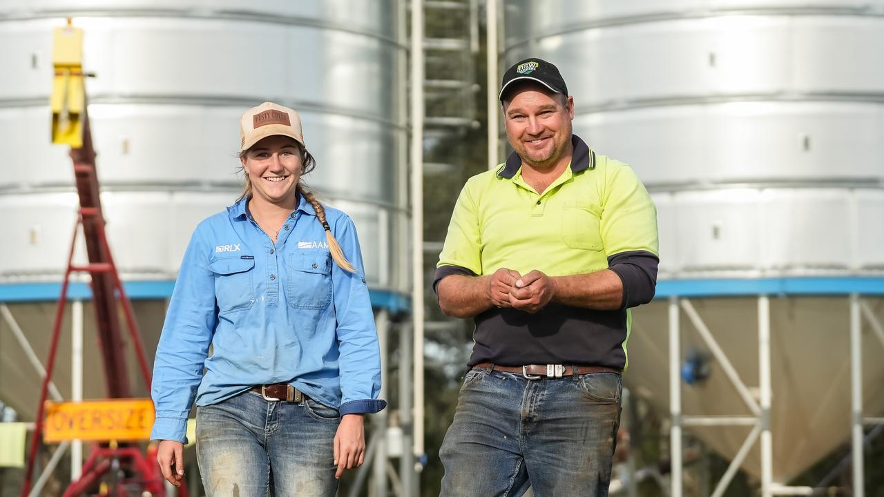 Justin Everitt with worker Zara Hogan. His farm may soon carry more barley. Picture: Simon Dallinger