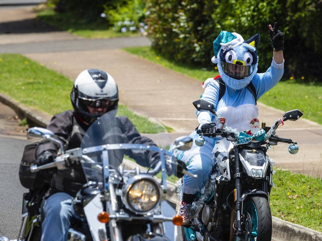 A rider on the Toowoomba Toy Run hosted by Downs Motorcycle Sporting Club, Sunday, December 18, 2022.