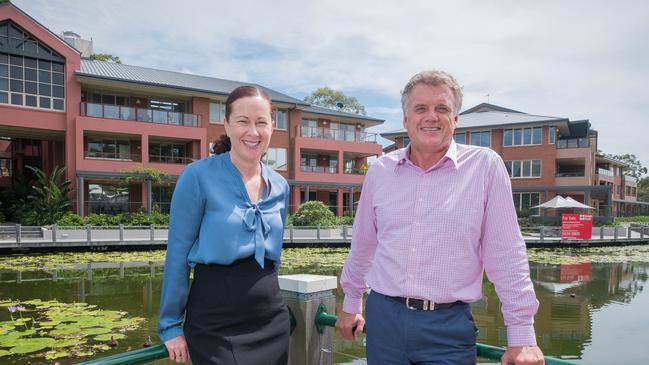 Tania Moore, of Knight Frank, with Clarence Property Group's Peter Fahey