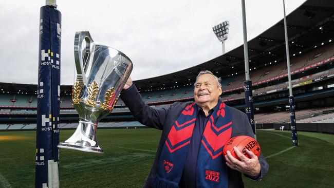 Ron Barassi still loved his Dees long after he left the club. Picture: David Caird