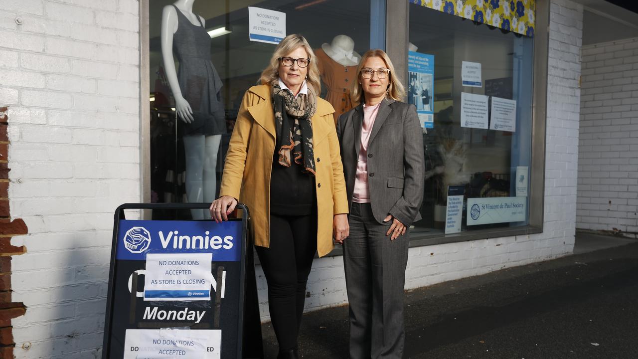 Heather Kent CEO Vinnies Tasmania with Siobhan Fernantzen project director Faction Consulting at the Argyle Street Vinnies in Hobart. Picture: Nikki Davis-Jones