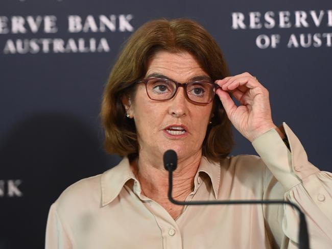 SYDNEY, AUSTRALIA.NewsWire Photos. March 19, 2024.Reserve Bank of Australia Governor Michele Bullock during press conference. Picture: NCA NewsWire / Jeremy Piper