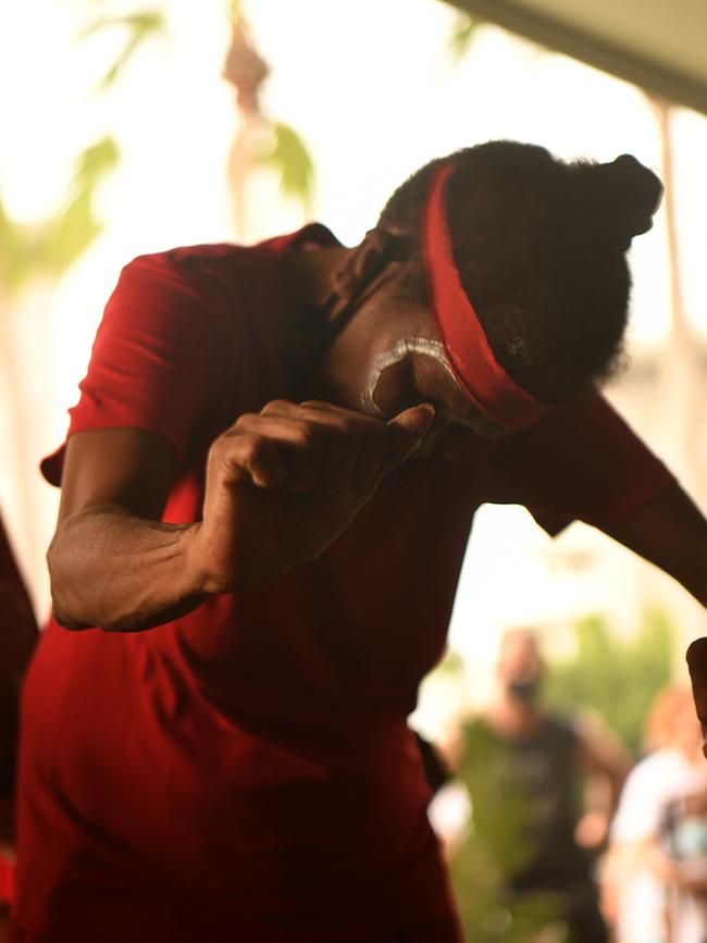 Smoking ceremony at Darwin Waterfront on Survival Day. Picture: (A)manda Parkinson