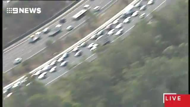 Aerial footage of crash on the M1