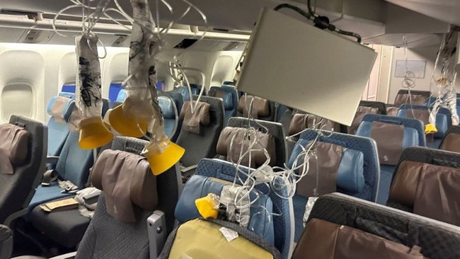 Images from inside Singapore Airlines flight SQ321. Picture: Twitter