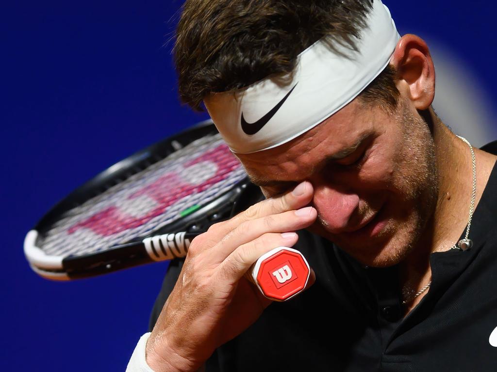 Juan Martin del Potro was highly emotional in what could have been his final professional tennis match. Picture: Manuel Cortina/Getty Images