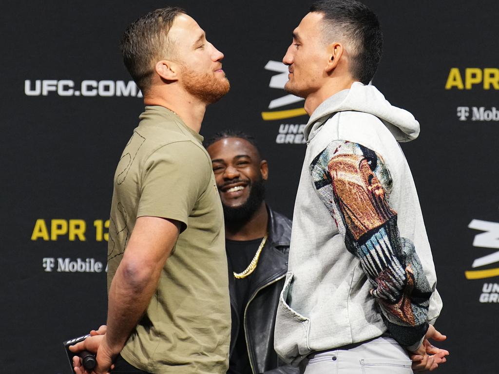 Justin Gaethje and Max Holloway will be fighting for the BMF belt at UFC 300. Picture: Chris Unger/Zuffa LLC via Getty Images