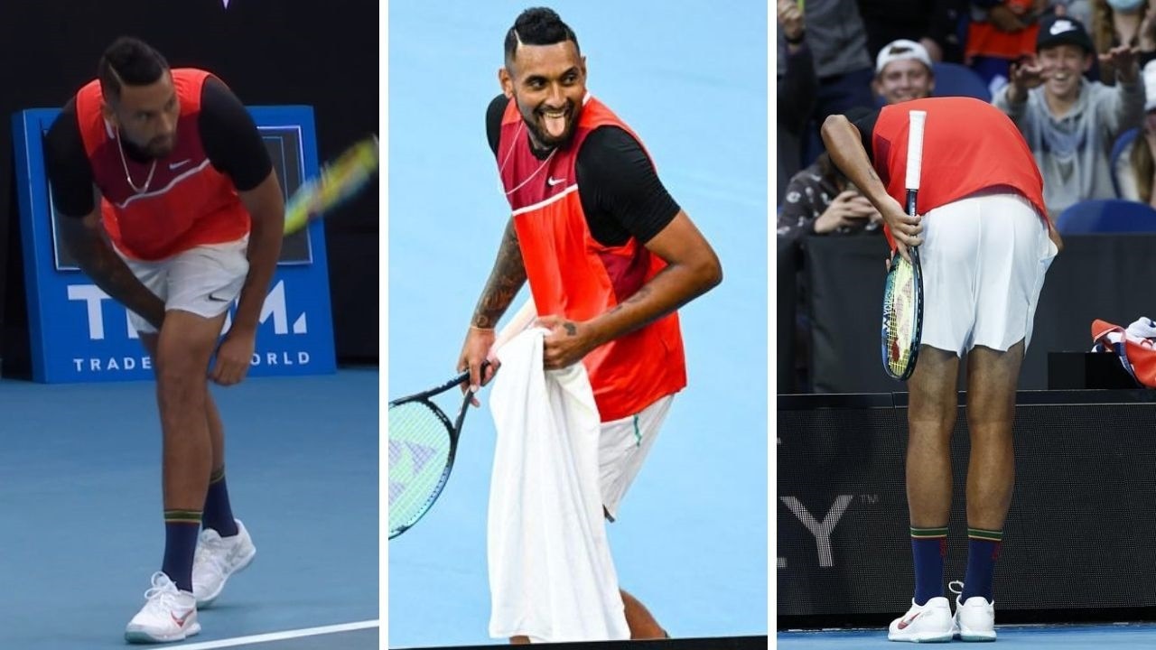 Nick Kyrgios was up to his old tricks. (Photo by MICHAEL ERREY / AFP)