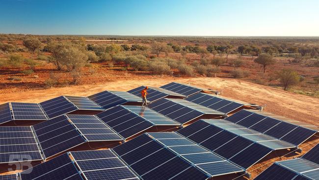 Sun Cable’s Australia-Asia PowerLink Pictured: render of Sun Cable’s proposed solar farm in Powell Creek NT. Picture: supplied