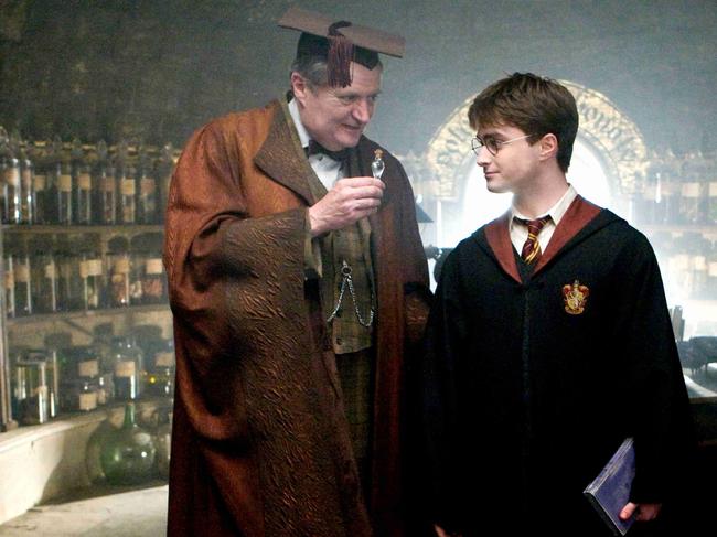 Actor Jim Broadbent and Daniel Radcliffe in scene from film ''Harry Potter and the Half-Blood Prince''.