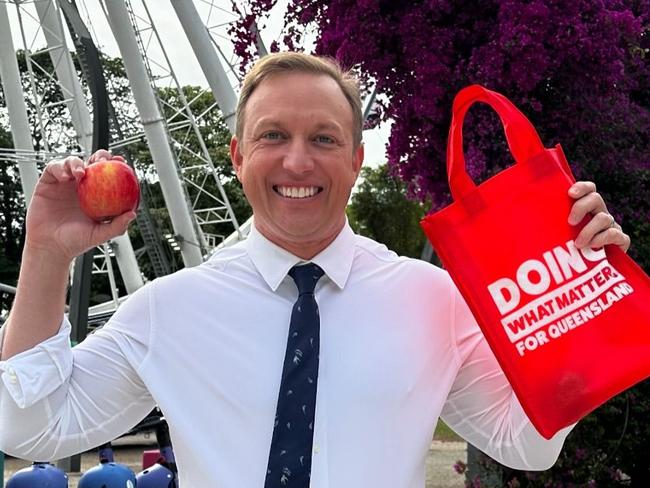 Queensland Premier Steven Miles on The Today show this morning - Live on brekkie TV talking about my plan to deliver free school lunches for every state primary school student in Queensland. And even brought my fruit break snack and lunch bag. Picture Instagram