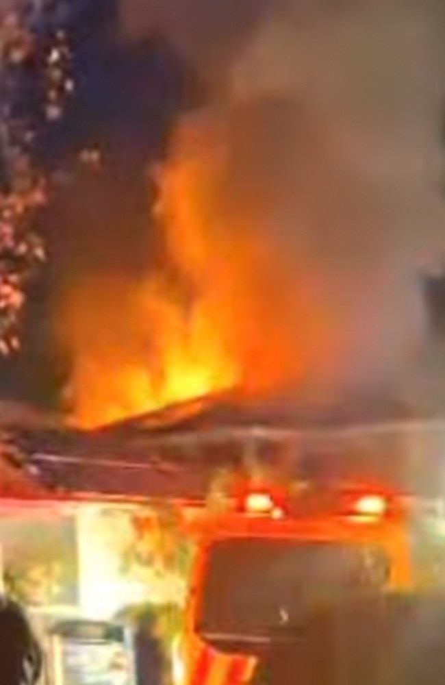 A mother and her two children were trapped in the blaze. Picture: 7news
