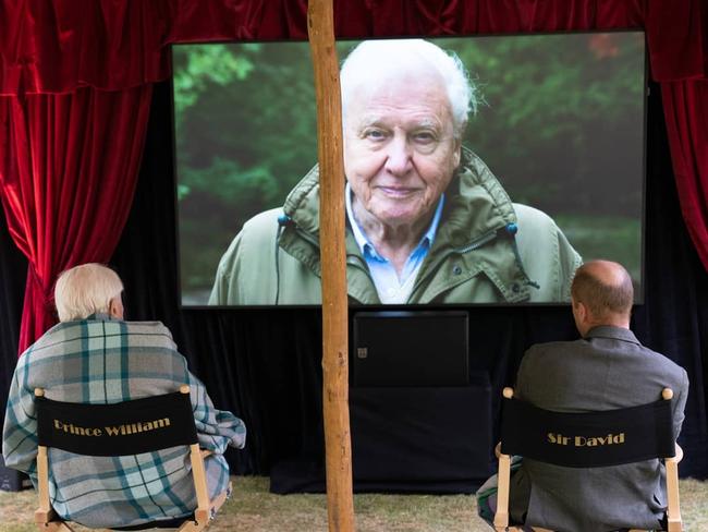 Prince William and Sir David swapped director’s chairs during their chat. Picture: Instagram