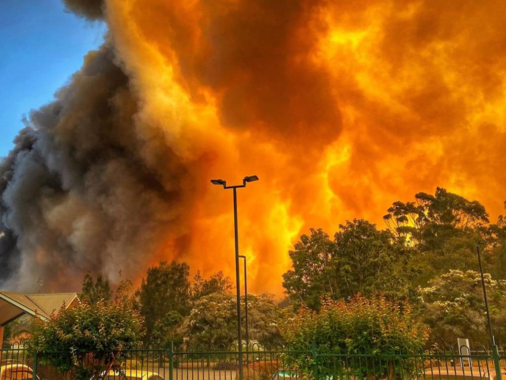 The bushfire seen from an aged care centre in Forster. Picture: Jacki Pocock/Facebook