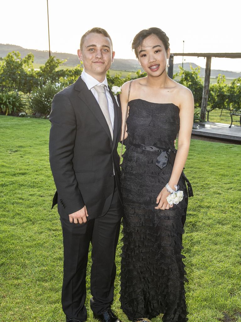 Raphael Badman partnered by Ashley Choong. Mary MacKillop Catholic College formal at Rosalie House. Thursday, November 18, 2021. Picture: Nev Madsen.